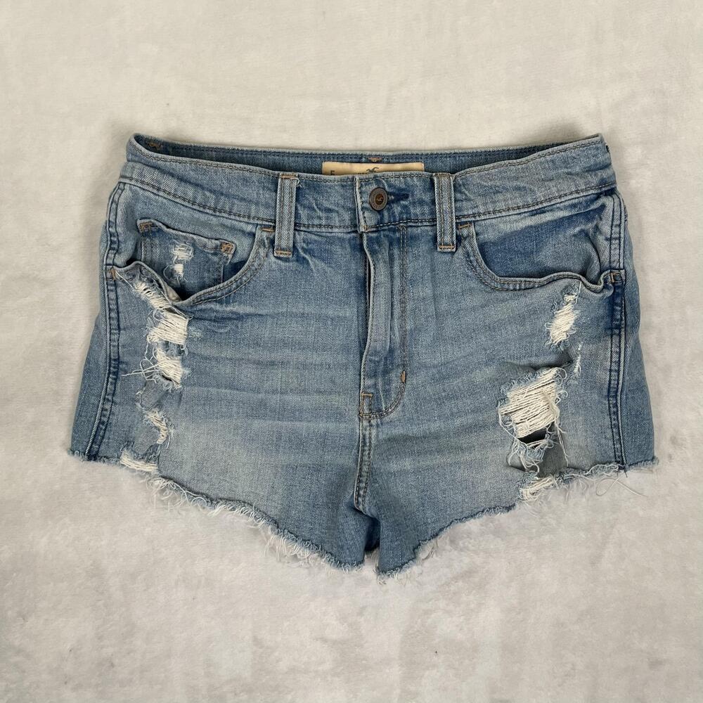 Hollister Shorts Juniors 5 W27 Blue High Rise Vintage Short Distressed Denim